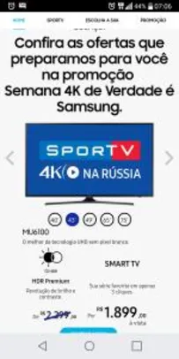 Samsung Tv 43" 4K HDR - R$1899