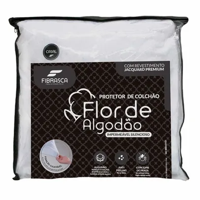 Protetor de Colchão Impermeável Silencioso Queen  160x200 cm Slip Flor de Algodão Fibrasca