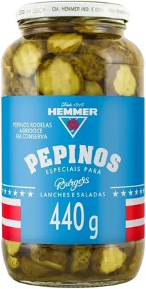 [ PRIME | REC | + POR -  R$ 15,74 ] Hemmer Pepinos Burgers Em Rodelas 440G