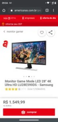 Monitor Game Mode LED 28" 4K Ultra HD LU28E590DS - Samsung | R$1.550