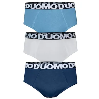 Kit Cueca Slip D'uomo 3 Peças - Marinho/Branco/Petróleo