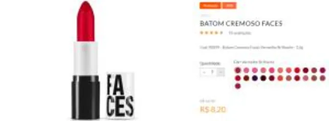 [App] Batom Cremoso Faces Brilhante - R$8