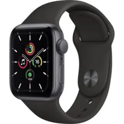 Apple Watch Se 40mm - Caixa Cinza-Espacial e Pulseira Esportiva Preto | R$2389
