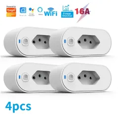 [4 Pçs] R$75,86 [Taxa Inclusa/Moedas] Tomada WIfi Smart 16A Soquete Padrão Brasileiro Com Monitoramento de Energia, Funciona com Alexa