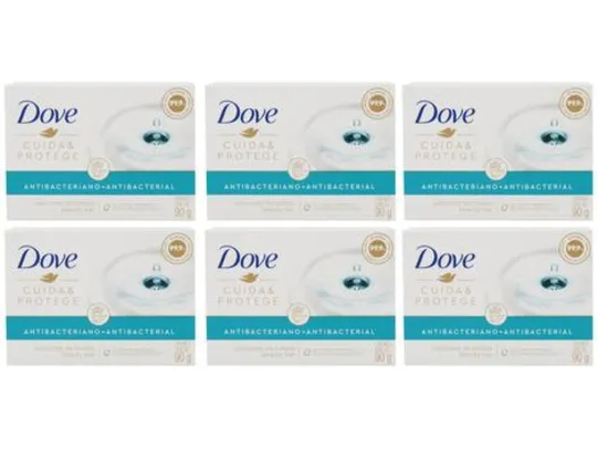 Sabonete em Barra Antibacteriano Dove - Cuida e Protege 90g 6 Unidades | R$2,90