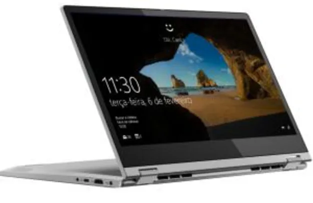 Notebook 2 em 1 Lenovo c340 8ª geração Intel core I5 4GB 128GB 14" windows 10 - prata