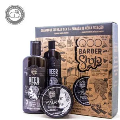 Kit Shampoo de Cerveja QOD Barber Shop 3 em 1 + Pomada Capilar Walk - R$16