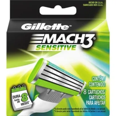 [SouBarato] Carga para Aparelho de Barbear Gillette Mach3 Sensitive - 8 Unidades - R$45