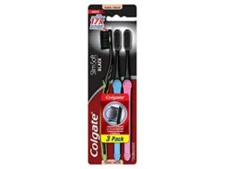 [PRIME] 3 UNID. Escova Dental Colgate Slim Soft Black