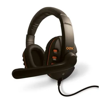 Headset Gamer Oex Game Action com Microfone HS-200 Preto/Laranja | R$79