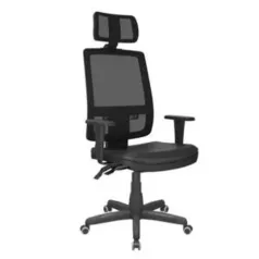 [AME R$ 705] CADEIRA PRESIDENTE BRIZZA TELA BACK SYSTEM COM ENCOSTO DE CABEÇA PRETA R$720