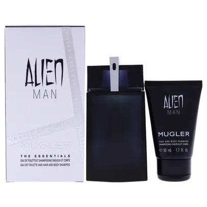 (Ame R$280) Alien Man por Thierry Mugler para Homens - 100mL EDT, 50mL Shampoo 