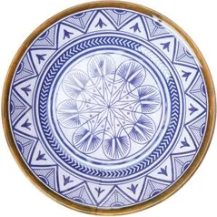 [Frete Prime] Prato Fundo Linha Mandala Mimo Style Azul/Branco - R$6