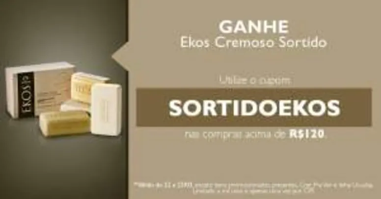 [Natura] Cupom SORTIDOEKOS GANHE CAIXA DE SABONETES NO VALOR DE R$ 21,70