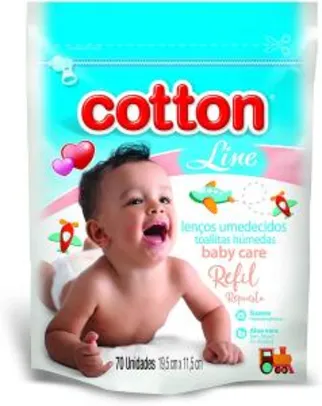Refil Lenço Umedecido Baby Care 70 Unid., Cotton Line | R$2,33