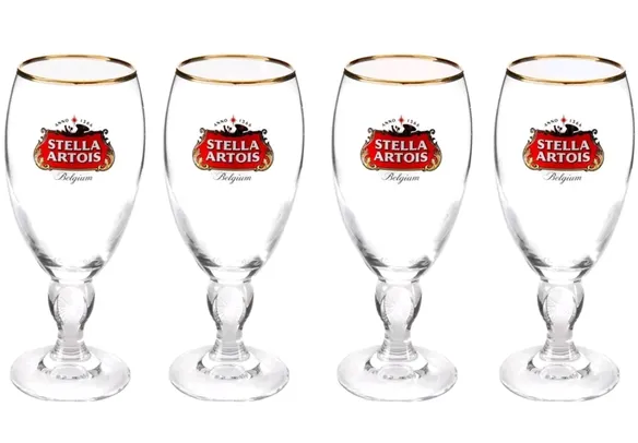 Jogo de Taças para Cerveja de Vidro 250ml - 4 Peças Ambev Stella Artois