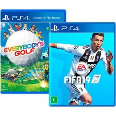 (Com AME R$40)  Kit Game Everybody's Golf + Game FIFA 19 - PS4 | R$100