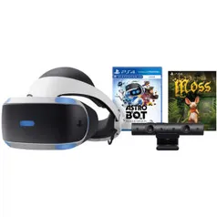 [AME 1299R$] PlayStation VR PS4 Bundle Game Astro Bot Rescue Mission + Moss - R$1999