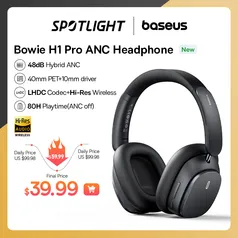 Baseus H1 Pro fone de ouvido sem fio, híbrido 48dB Active cancelamento de r