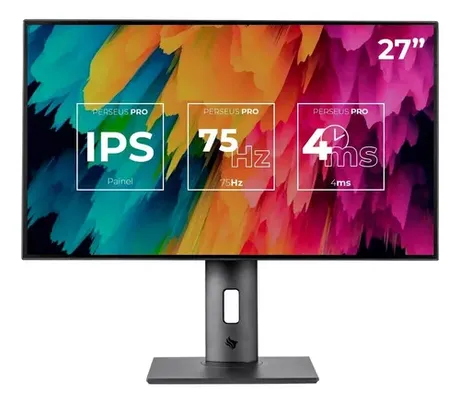 Monitor Profissional Pichau Perseus Pro, 27 Pol. IPS, QHD, 4 ms, 75hz, Base Ajustável, HDMI/DP