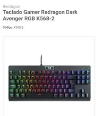 Teclado Gamer Redragon Dark Avenger RGB K568-2