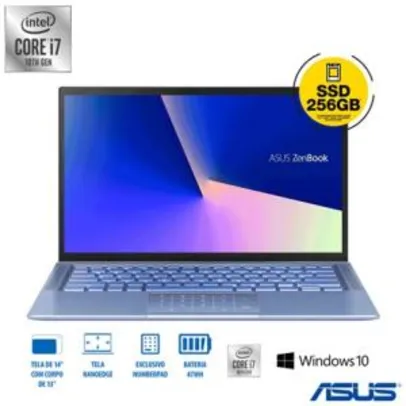 Notebook Asus ZenBook 14, Intel® Core™ i7 10510U, 8 GB, 256 GB SSD | R$5.400