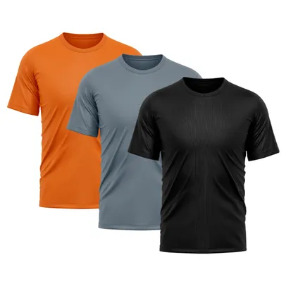 Kit 3 Camisetas Masculina Dry Fit Proteção Solar UV Básica Lisa Treino Academia Ciclismo Camisa