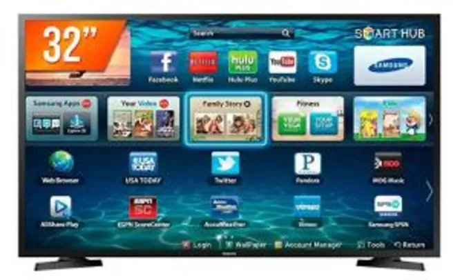 Smart TV 32" LED, Samsung, LH32BENELGA/ZD, HD, HDMI, USB, Wi-Fi