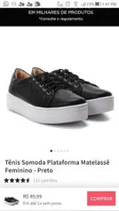 Tênis Somoda Plataforma Matelassê Feminino - Preto | R$40