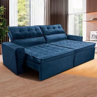 [Primeira Compra R$1214] Sofá 3 Lugares Cama inBox Belém Retrátil e Reclinável Revestido em Suede Velusoft - 200cm de largura