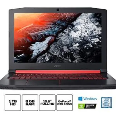 Notebook Gamer Acer Aspire Nitro 5 AN515-51-77FH Intel Core i7-7700HQ, 8GB HD 1024GB, IPS, 15.6", NVIDIA GeForce GTX 1050 com 4GB