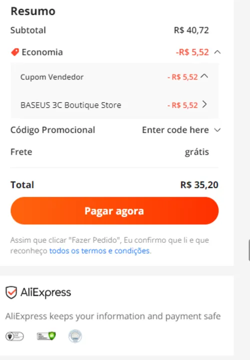 Imagem na descrição da promoção