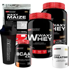 Kit 2 x Whey Protein Waxy Whey 900g + BCAA 100g + Power Creatina 100g + Waxy Maize 800g + Coque