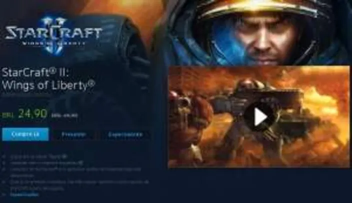 [BLIZZARD ENTERTAINMENT]StarCraft® II: Wings of Liberty® com 50% de desconto PC por R$ 25