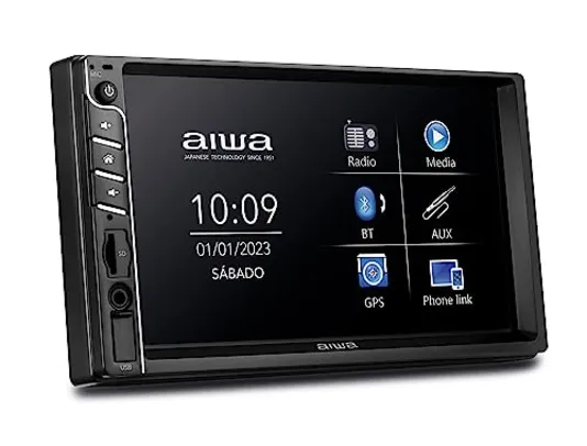 Car Áudio Central Multimídia, AIWA, Tela 7 HD, Bluetooth, Espelhamento, Touch, Rádio FM - AWS-CA-DD-01