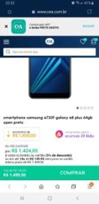 Samsung galaxy a8 plus 64gb - R$1.424