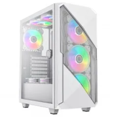 Gabinete Gamer Gamemax Revolt 3606, RGB, Mid Tower, Vidro Temperado, White, Sem Fonte, Com 3 Fans