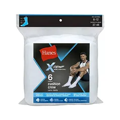 [Prime] Kit 6 Pares de Meias Esportivas Cano Médio, Hanes, Unissex, Branco, 37-44