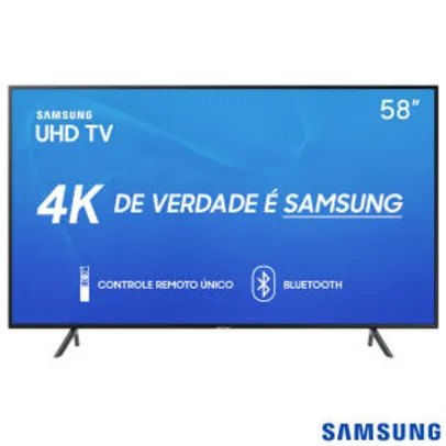 Smart TV 4K Samsung LED 58” com Visual Livre de Cabos, HDR Premium, Controle Remoto Único e Wi-Fi - UN58RU7100GXZD -  R$2749