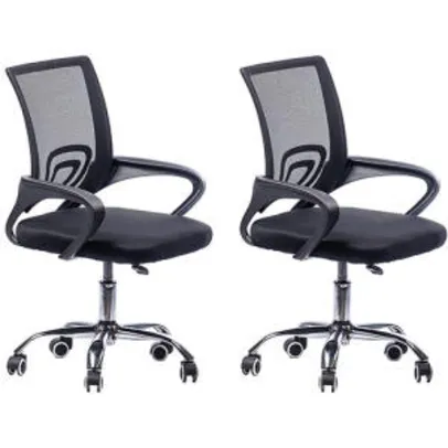 Kit 2 Cadeiras de escritório giratória preta - Basic+ - R$350