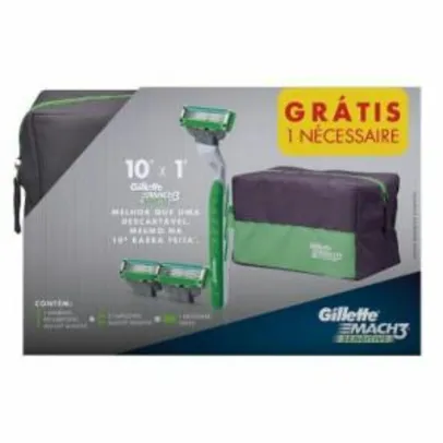Aparelho de Barbear Gillette Mach3 Sensitive + 2 Cargas + GRÁTIS Necessaire por R$ 20
