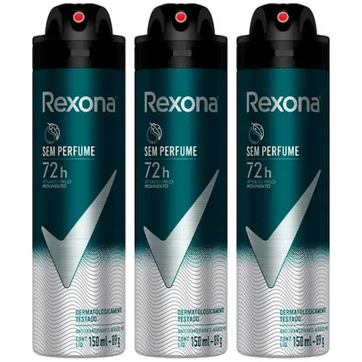 Antitranspirante Rexona Aerosol Men sem Perfume 150ml - 3 Unidades