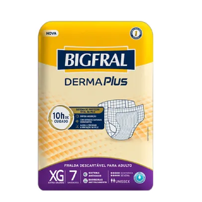 [R$ 20,24 levando 4]Fralda Geriátrica Bigfral Derma Plus Tamanho Xg Com 7 Unidades