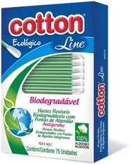 Hastes Flexíveis Biodegradável C/75 Unid Cotton Line - R$1,26