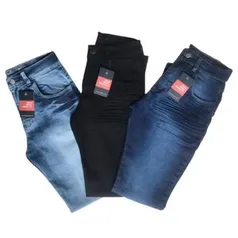 Kit 3 Calças Jeans Elastano Premium - Jeans Brasil - Calças Jeans Masculina