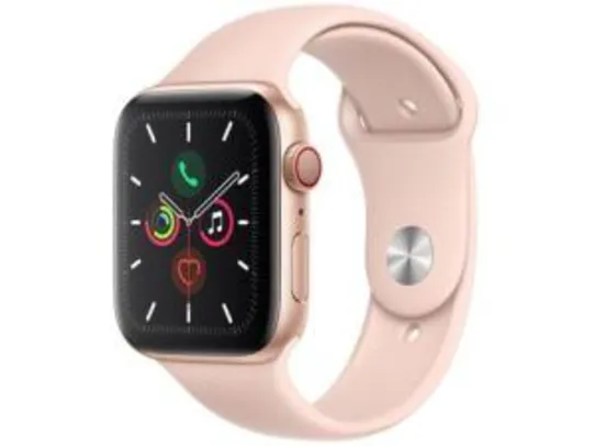 Apple Watch Series 5 (GPS + Cellular) 44mm Caixa - Dourada Alumínio Pulseira Esportiva Areia-Rosa