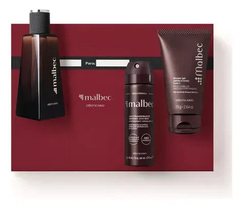 Kit Presente Malbec Masculino Boticário (3 Itens)