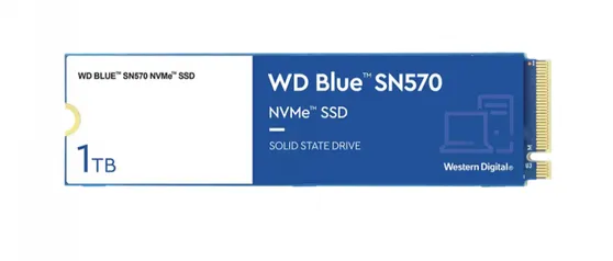 SSD WD Blue SN570 NVMe M.2, 1TB,  PCIe Gen3 x4, NVMe v1.4, Leitura 3500MBs e Gravação 3000MBs, WDS100T3B0C