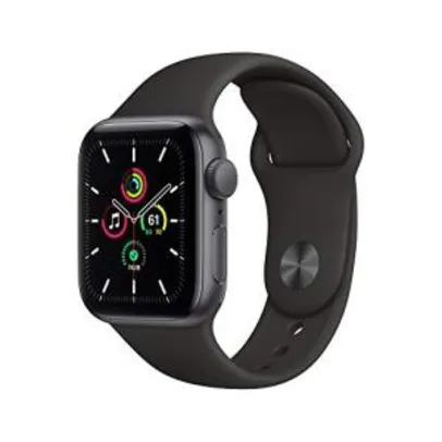 Apple Watch SE - GPS, 40 mm - Caixa de Alumínio Cinza Espacial com Pulseira Esportiva Preta - R2599