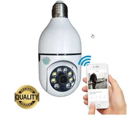 Camera Ip Segurança Lampada Panoramica Rastreio Wifi Espia